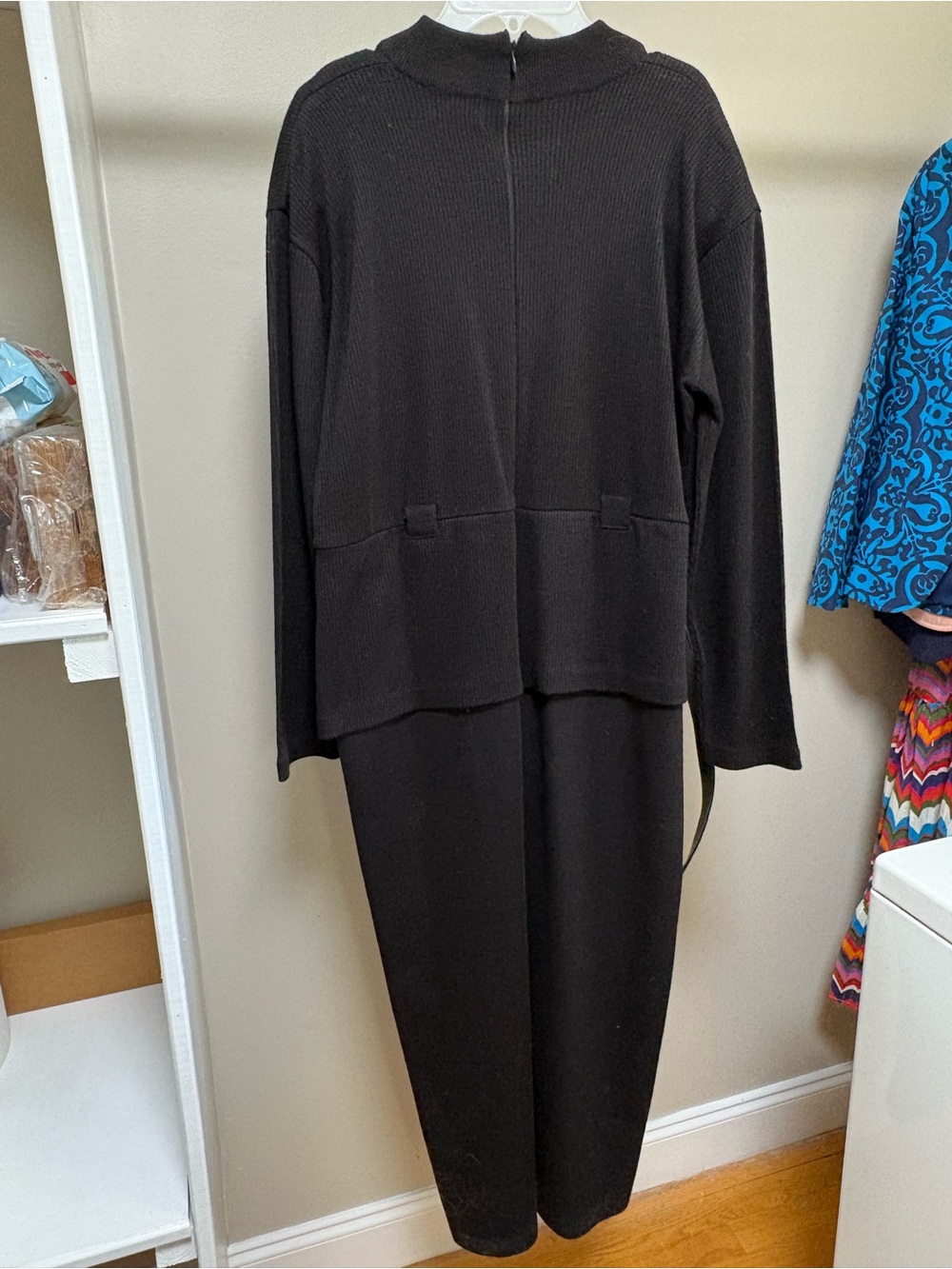 Liz Claiborne Black Ribbed Long Sleeve Knit Dress